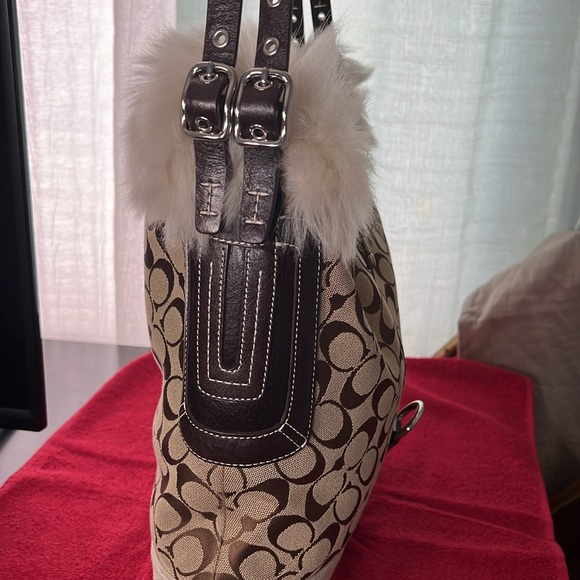 Coach Faux Fur Monogram Suede Purse - Picture 3 of 13